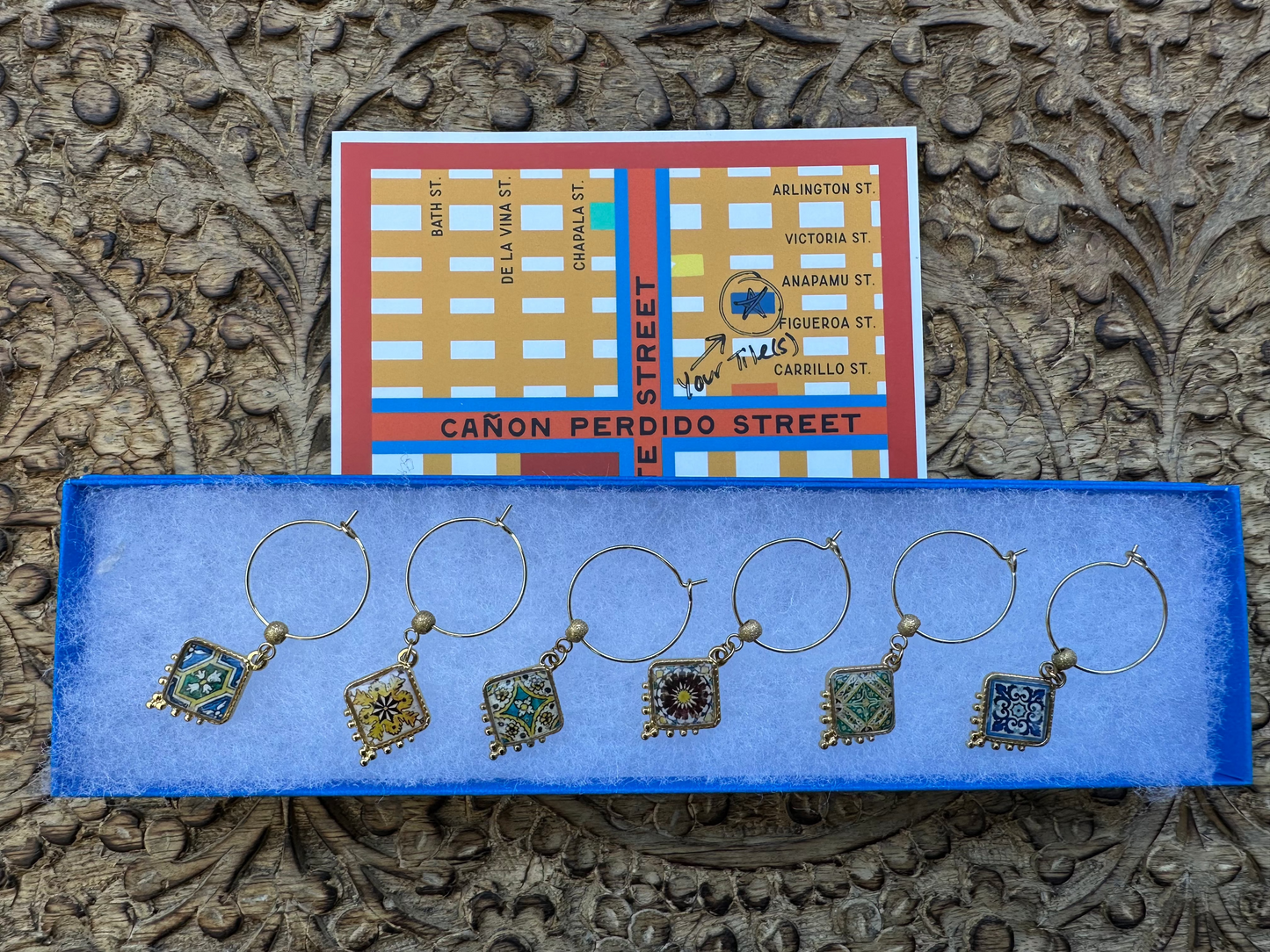 Tiles to Go Luxury Wine Glass Charms: Santa Barbara Courthouse Edition