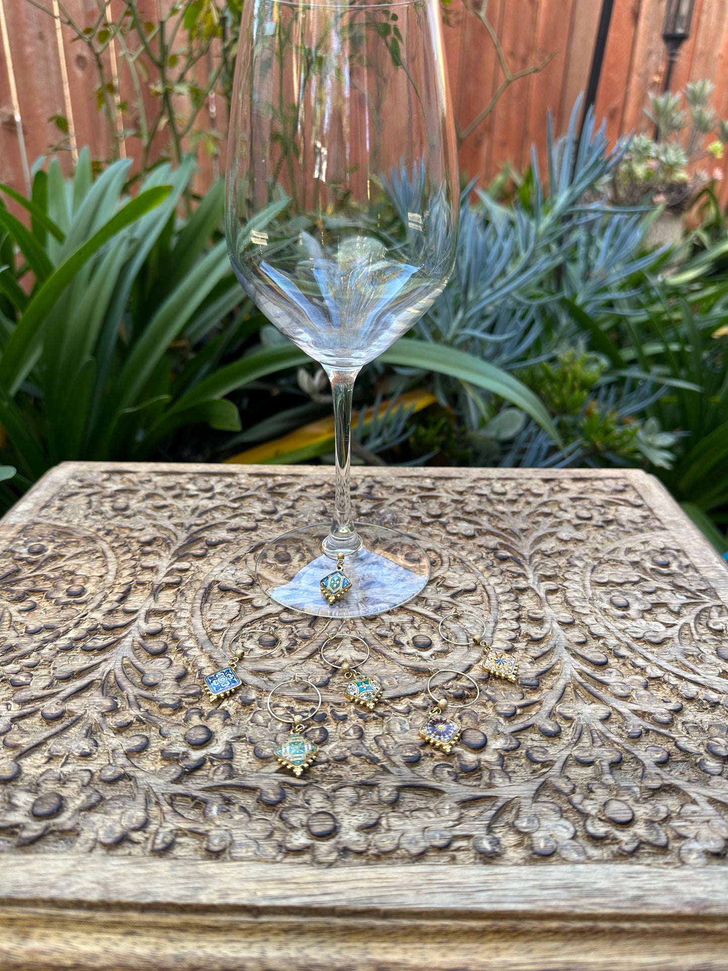 Tiles to Go Luxury Wine Glass Charms: Santa Barbara Courthouse Edition