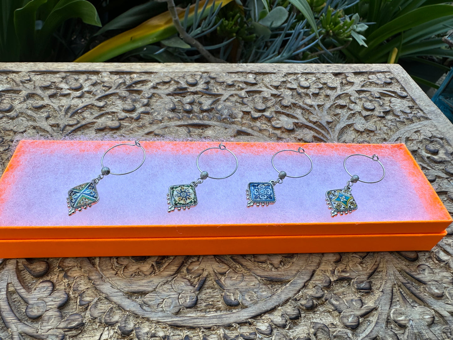 Tiles to Go Luxury Wine Glass Charms: Santa Barbara Courthouse Edition
