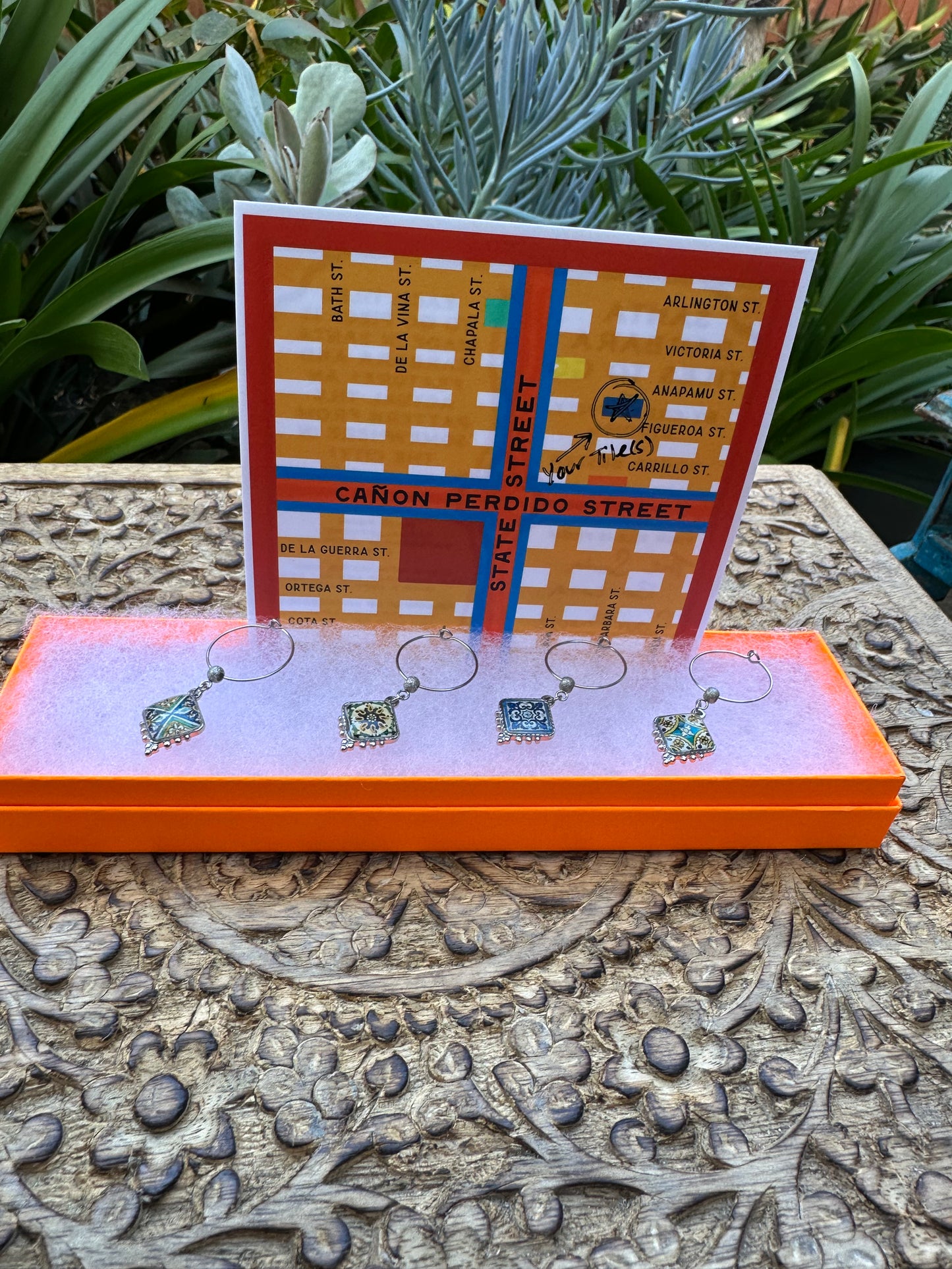 Tiles to Go Luxury Wine Glass Charms: Santa Barbara Courthouse Edition