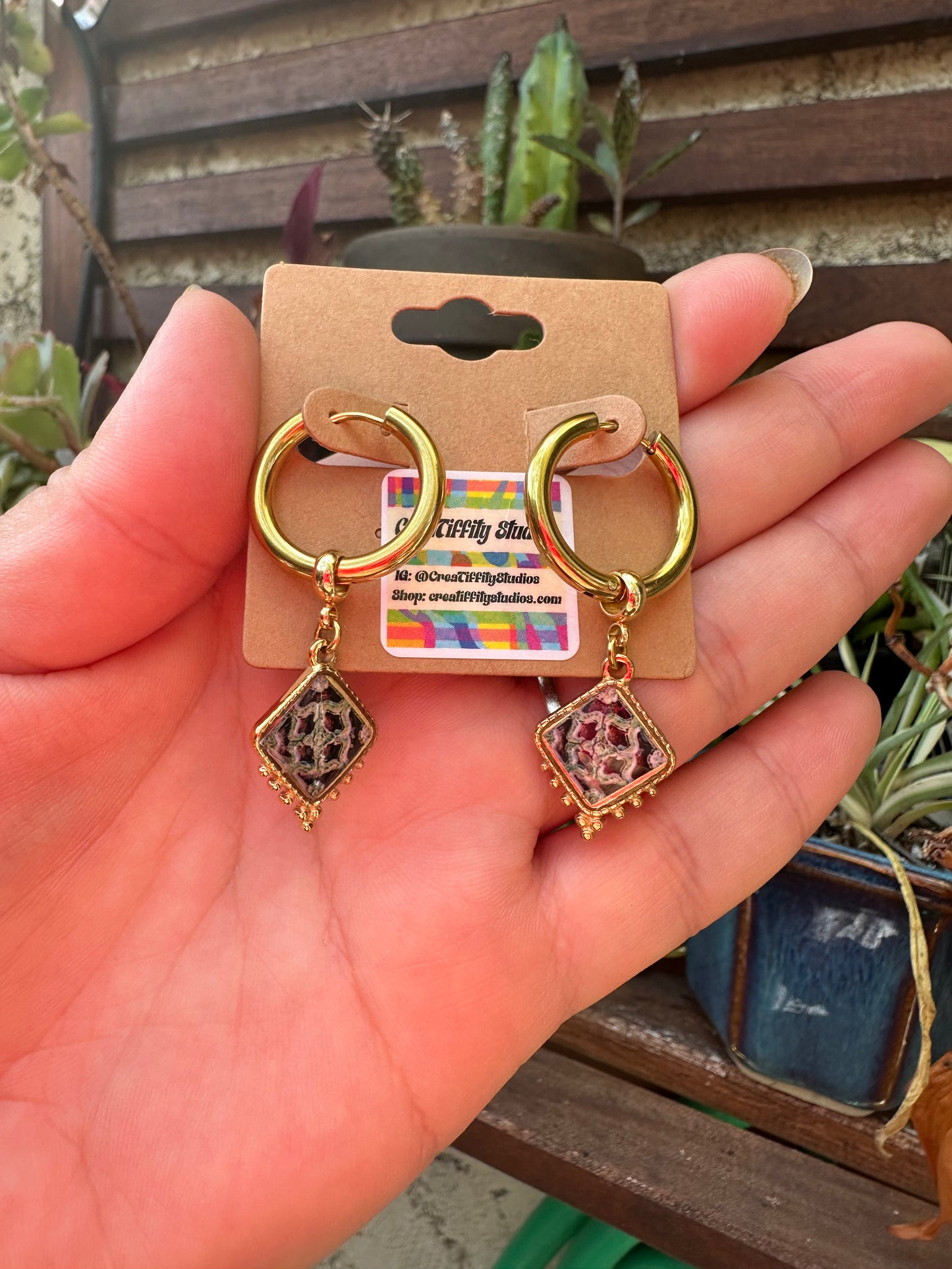 Choose Your Tile Earrings: Large Huggie Hoops + Interchangeable Charms