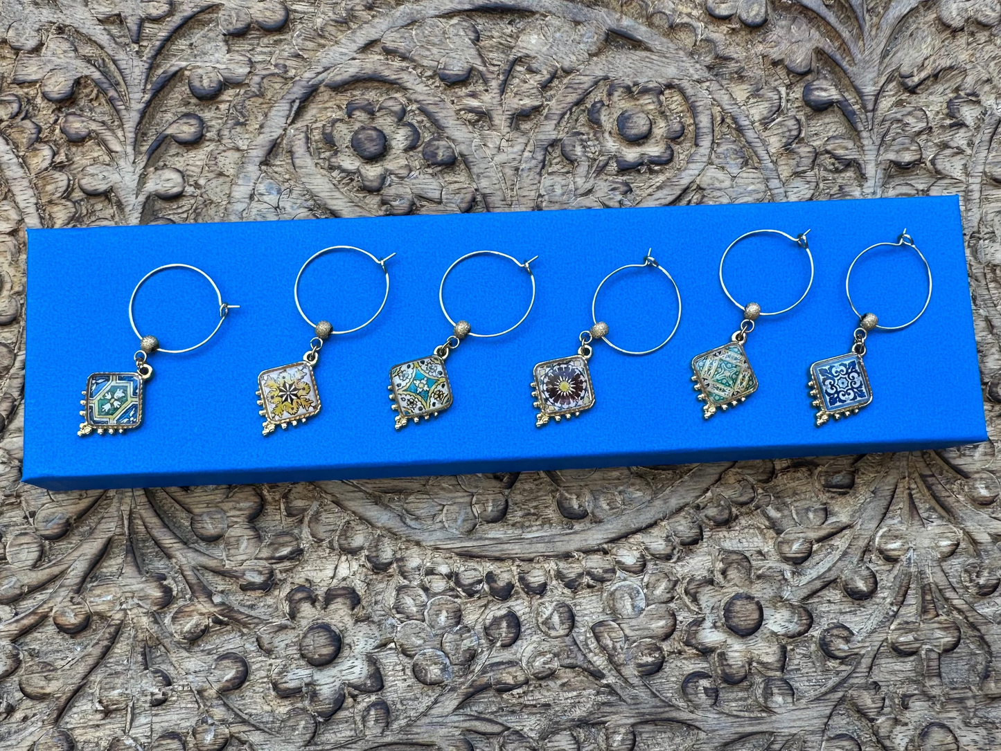 Tiles to Go Luxury Wine Glass Charms: Santa Barbara Courthouse Edition