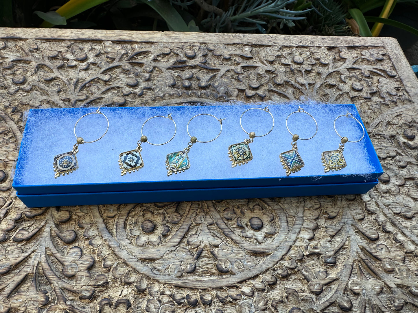 Tiles to Go Luxury Wine Glass Charms: Santa Barbara Courthouse Edition