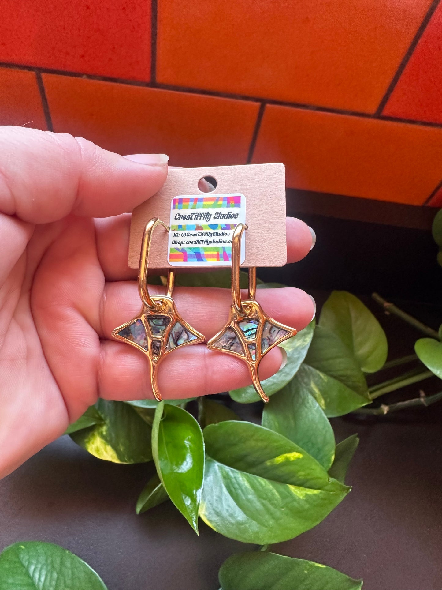 Manta Ray Huggie Hoop Earrings