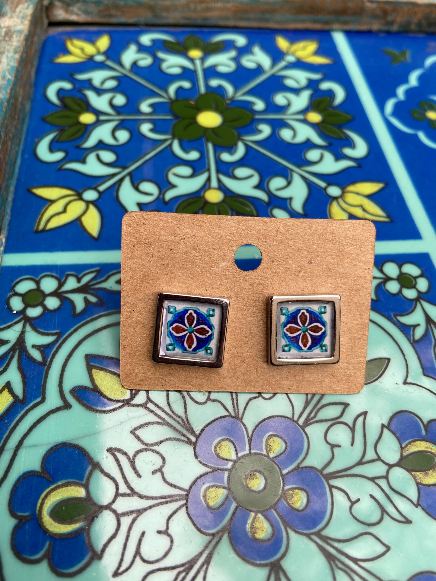 Violet Fan Tile Studs (Santa Barbara Public Market)