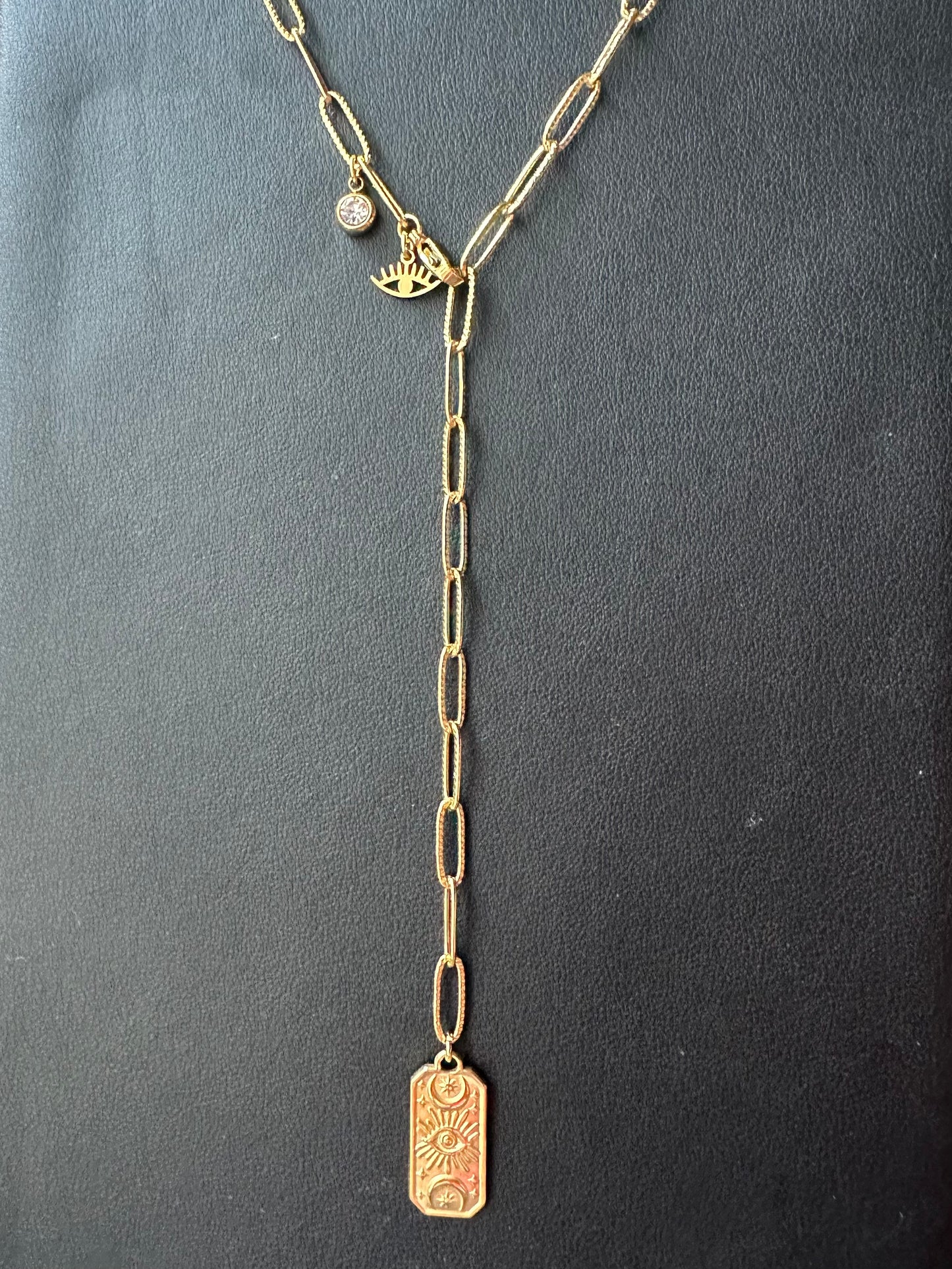 Double Eye Lariat Necklace (Adjustable)