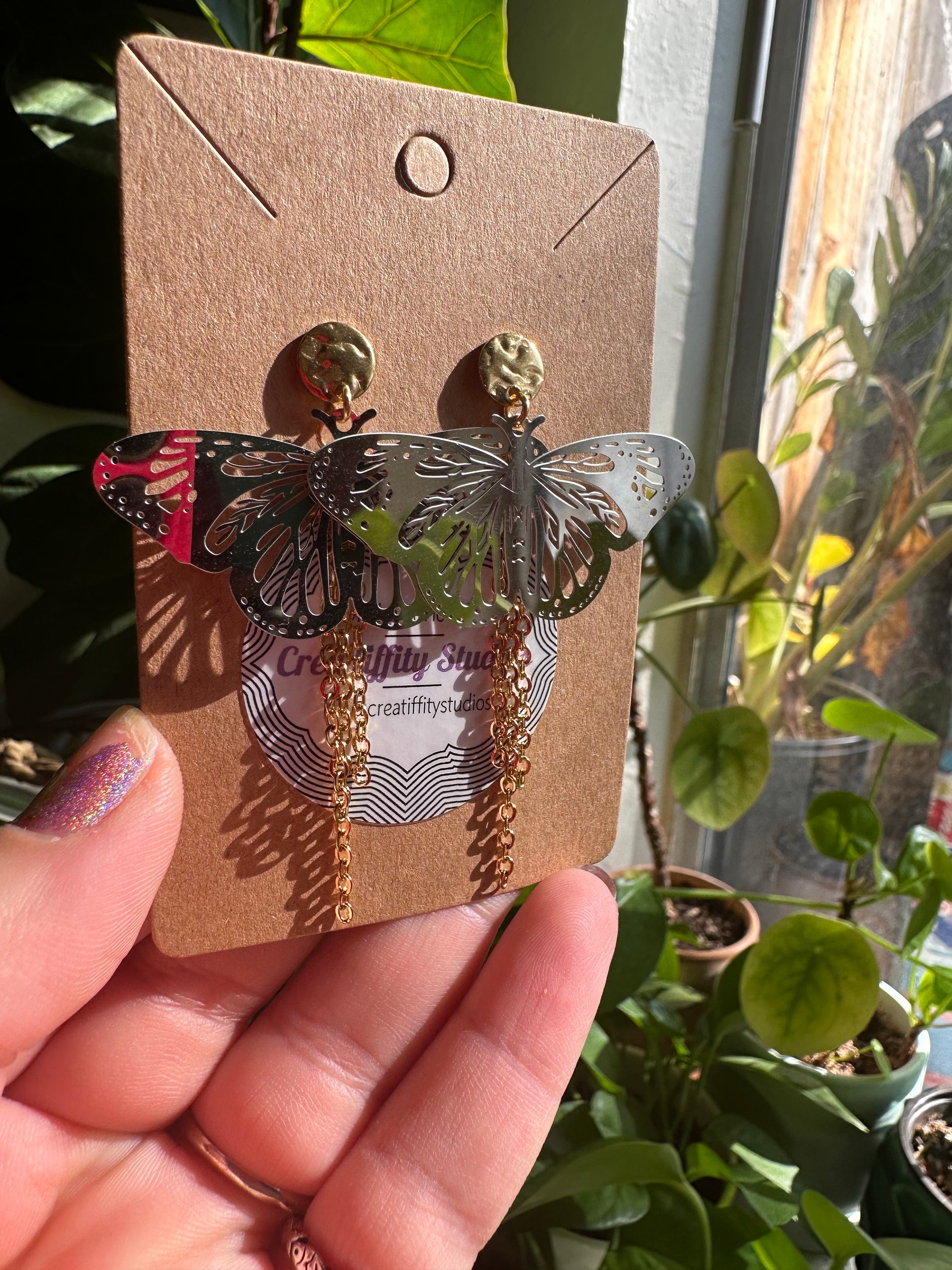 Gold/Silver Butterfly Earrings