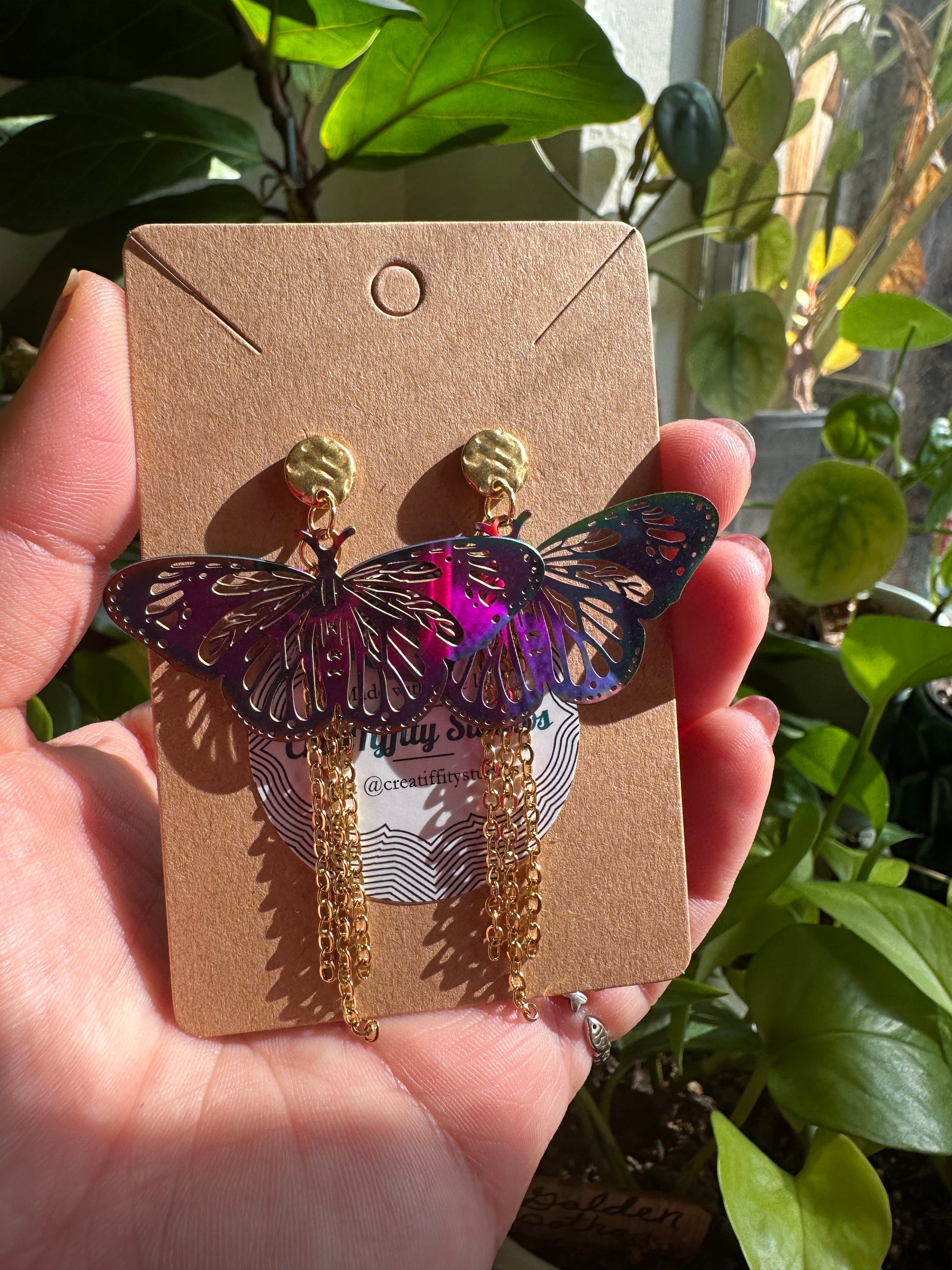 Gold/MultiColor Butterfly Earrings