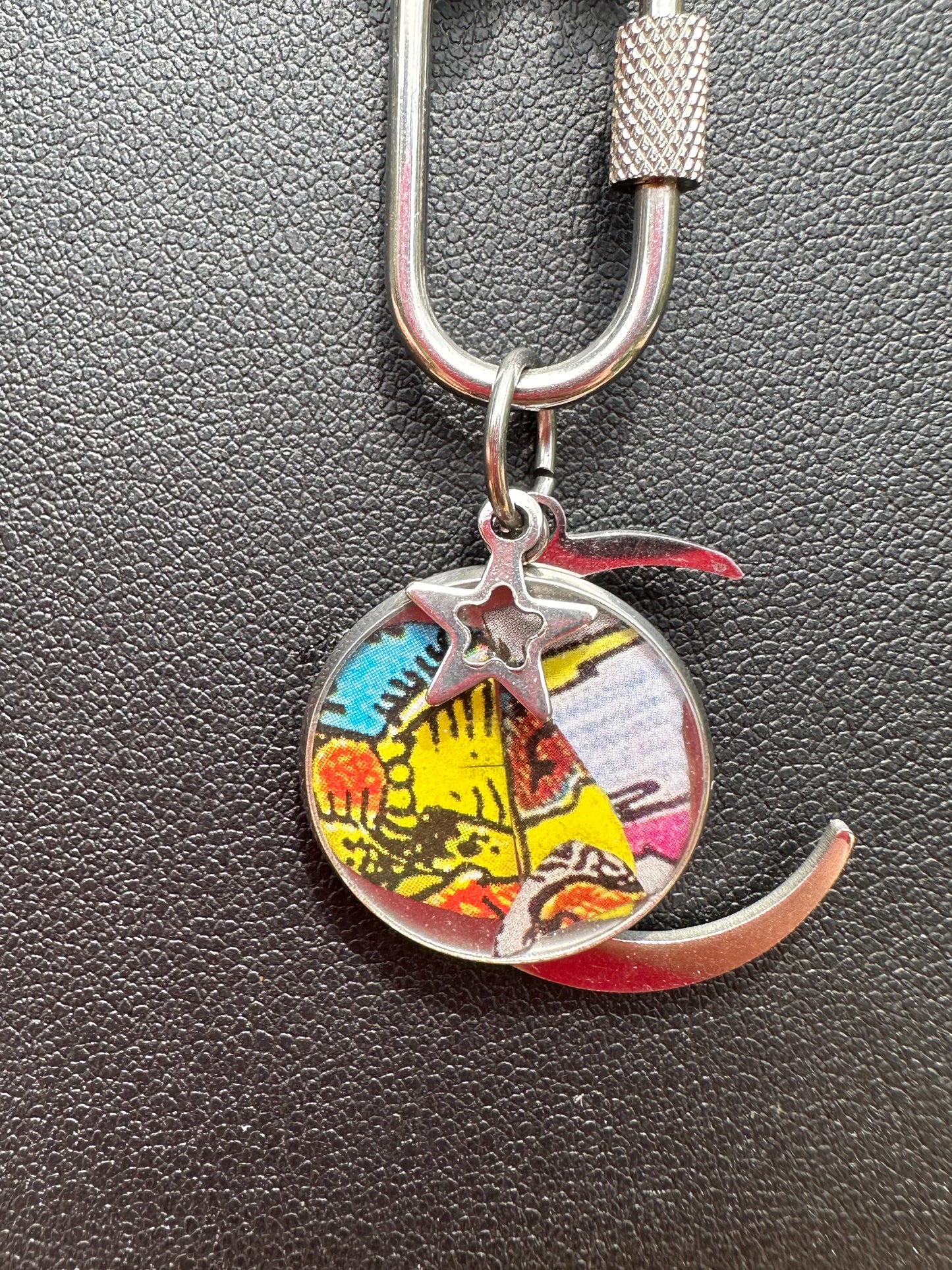 Paper Moon Carabiner Necklace (Tarot Collage)