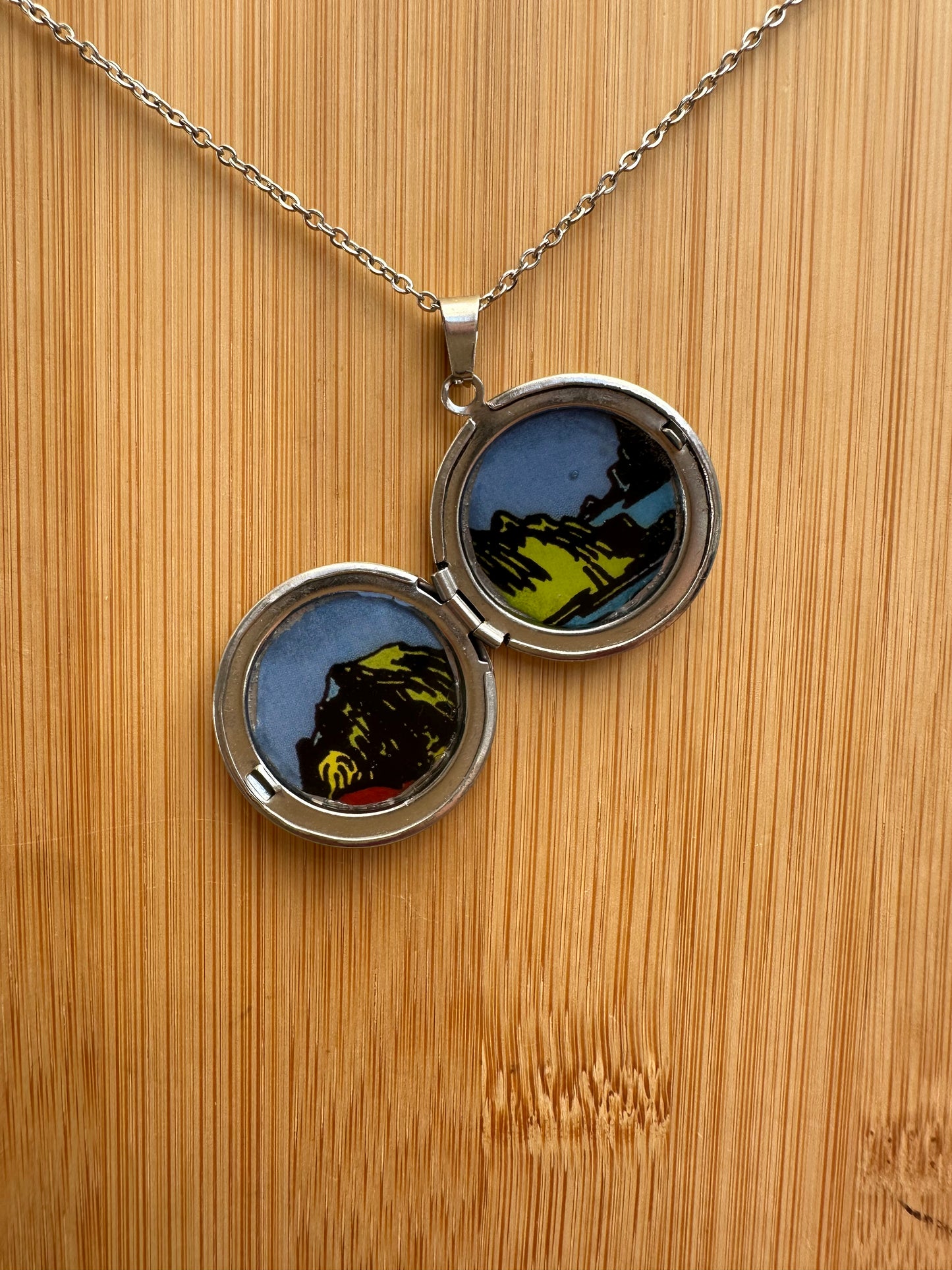 Getaway Locket Necklaces (II of Swords, VIII of Cups)