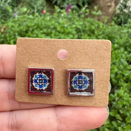 Purple Flower Frame Tile Studs (Santa Barbara Public Market)